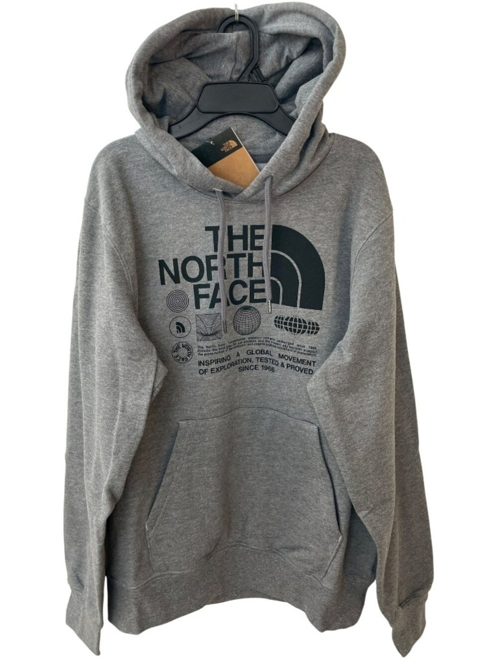 North Face Hoodie Grey Pullover Immersed Outdoors Graphic Men's Sz M MSRP$60 NWT